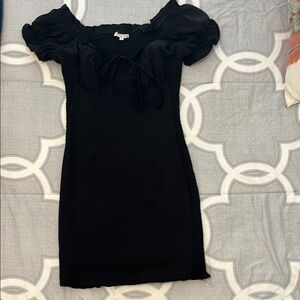 Love Tree Black Off-the-Shoulder Puff Sleeve Mini Dress